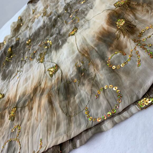 Peter Nygard Woman Sz 18 Gold Holographic Sparkle Semi Sheer Long Sleeve Blouse - Picture 5 of 12